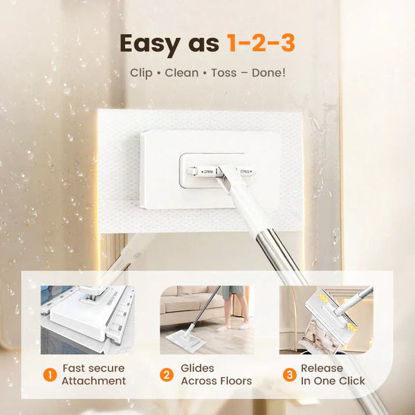 🆙✨ 360° Rotatable Microfibre Mop – The "Use-Any-Cloth" Floor Cleaner (No Washing Needed)