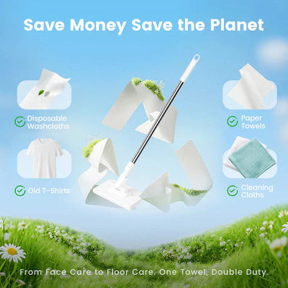 🆙✨ 360° Rotatable Microfibre Mop – The "Use-Any-Cloth" Floor Cleaner (No Washing Needed)