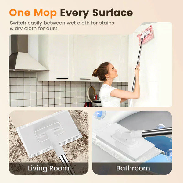 🆙✨ 360° Rotatable Microfibre Mop – The "Use-Any-Cloth" Floor Cleaner (No Washing Needed)