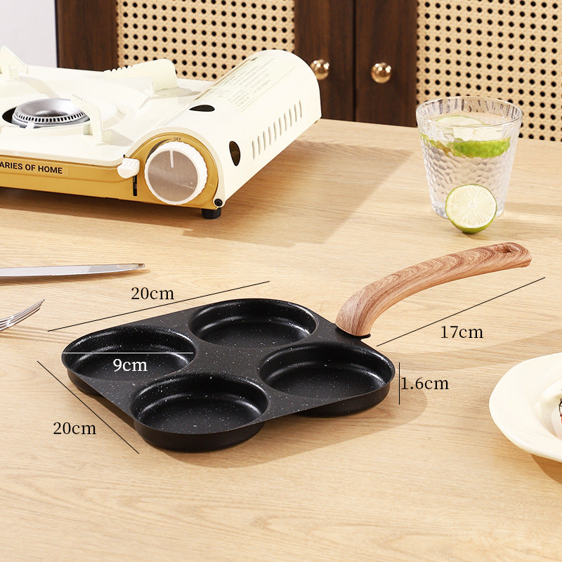 🍳4-Cup Nonstick Egg & Pancake Pan – Stone-Coated Skillet for Gas, Electric & Induction Stovetops