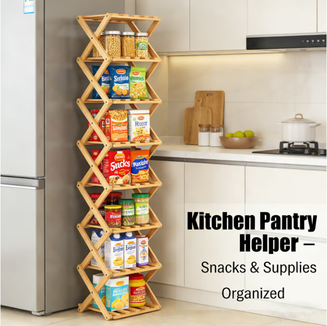 Felvaris®No-Assembly Foldable Bamboo Shoe Rack & Storage Organizer
