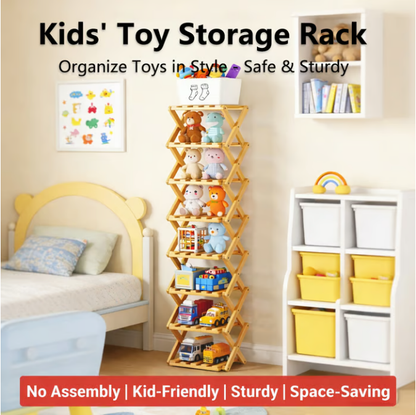 Felvaris®No-Assembly Foldable Bamboo Shoe Rack & Storage Organizer
