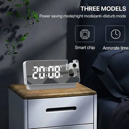 🪄Premium 180° Projection Alarm Clock with HD Mirror Display