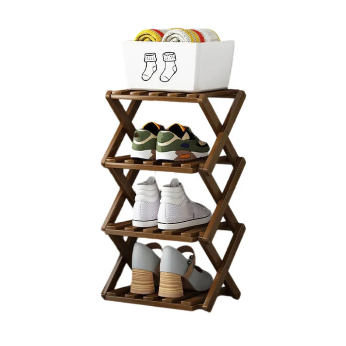 Felvaris®No-Assembly Foldable Bamboo Shoe Rack & Storage Organizer