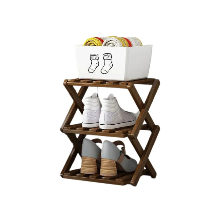 Felvaris®No-Assembly Foldable Bamboo Shoe Rack & Storage Organizer