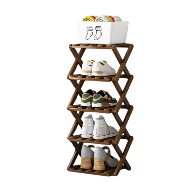 Felvaris®No-Assembly Foldable Bamboo Shoe Rack & Storage Organizer
