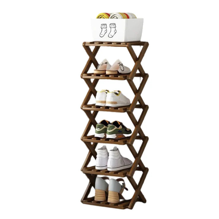 Felvaris®No-Assembly Foldable Bamboo Shoe Rack & Storage Organizer