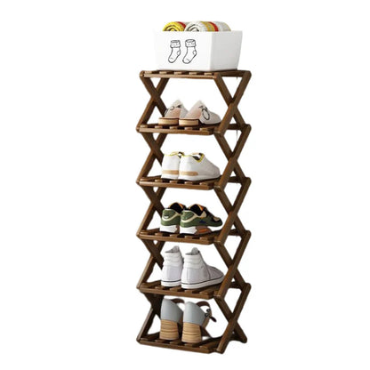 Felvaris®No-Assembly Foldable Bamboo Shoe Rack & Storage Organizer