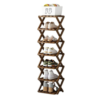 Felvaris®No-Assembly Foldable Bamboo Shoe Rack & Storage Organizer