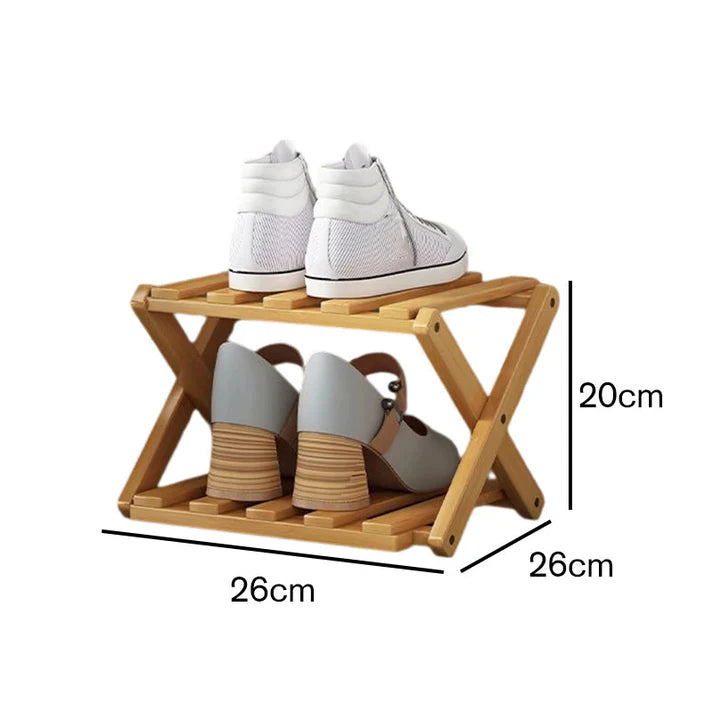 Felvaris®No-Assembly Foldable Bamboo Shoe Rack & Storage Organizer
