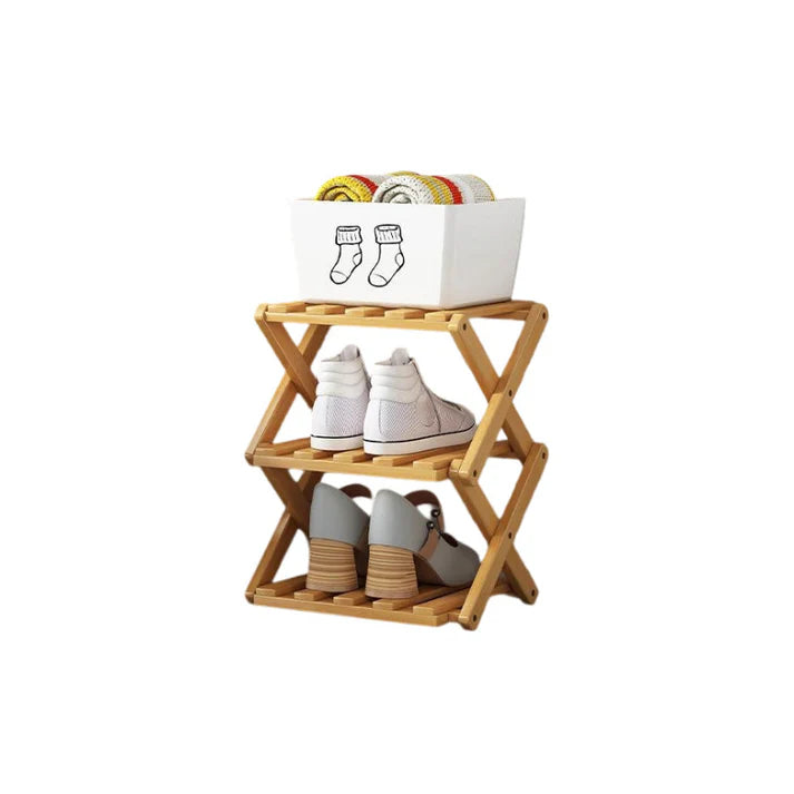 Felvaris®No-Assembly Foldable Bamboo Shoe Rack & Storage Organizer