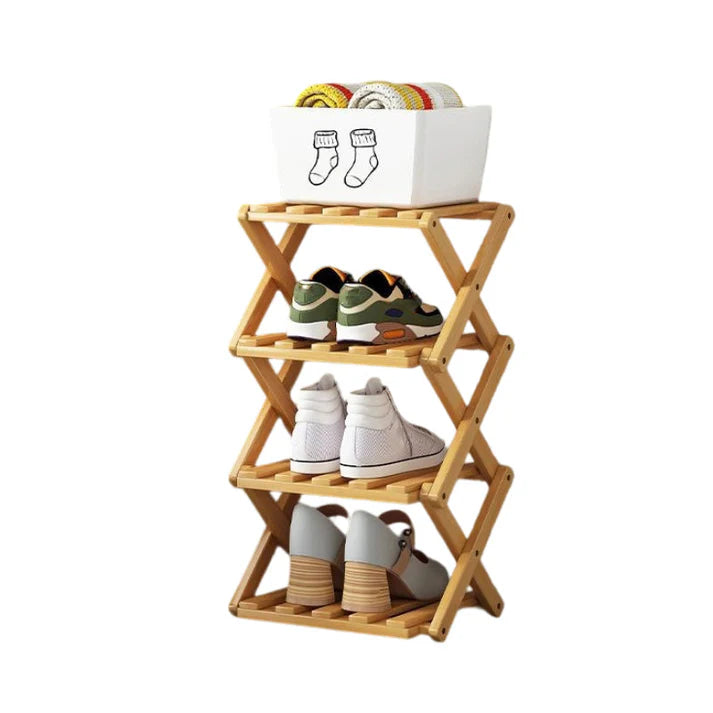 Felvaris®No-Assembly Foldable Bamboo Shoe Rack & Storage Organizer