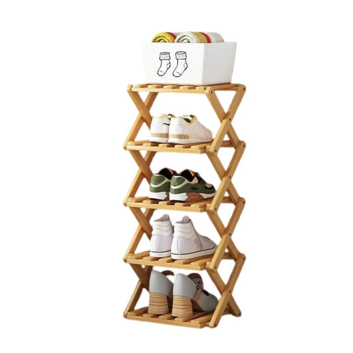 Felvaris®No-Assembly Foldable Bamboo Shoe Rack & Storage Organizer