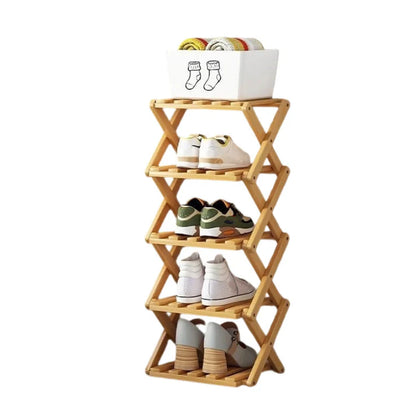 Felvaris®No-Assembly Foldable Bamboo Shoe Rack & Storage Organizer