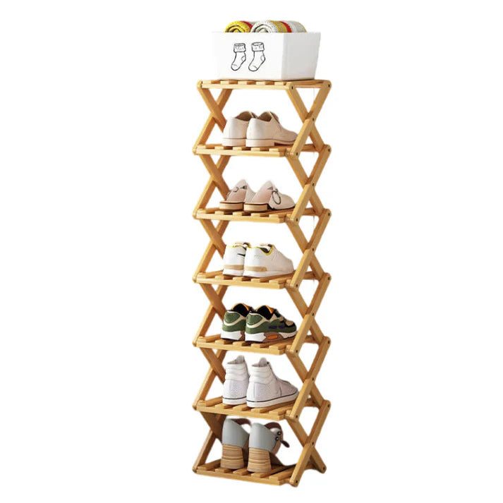 Felvaris®No-Assembly Foldable Bamboo Shoe Rack & Storage Organizer