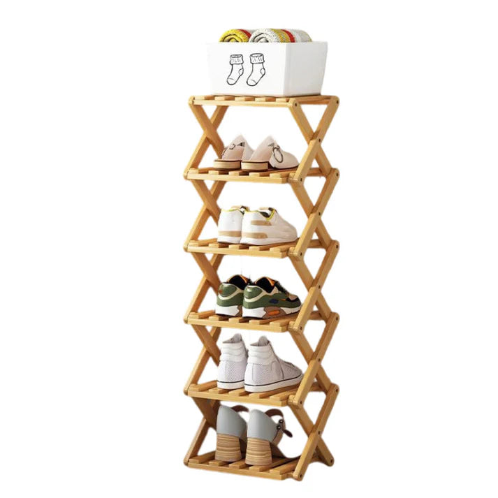Felvaris®No-Assembly Foldable Bamboo Shoe Rack & Storage Organizer