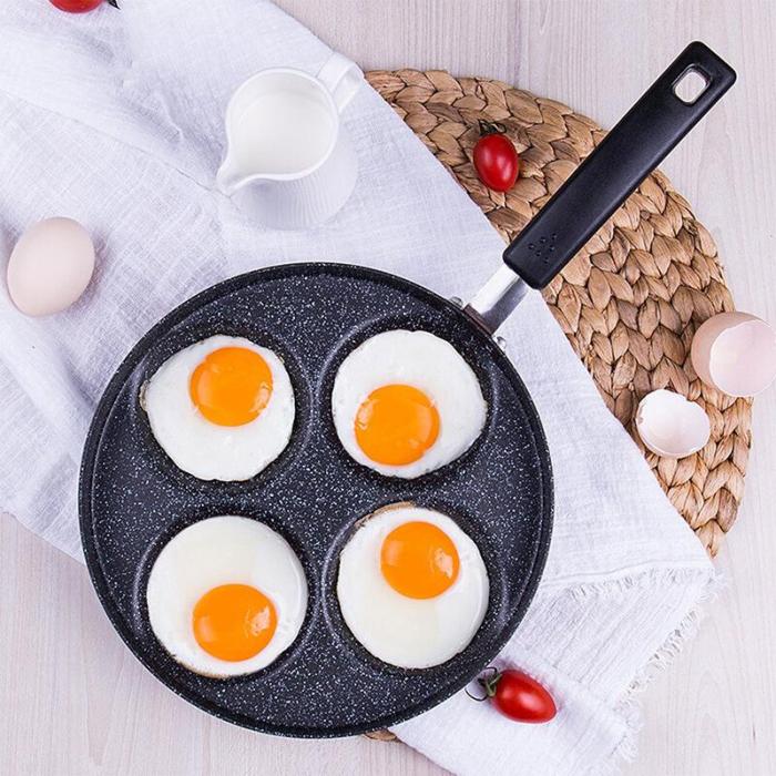 🍳4-Cup Nonstick Egg & Pancake Pan – Stone-Coated Skillet for Gas, Electric & Induction Stovetops