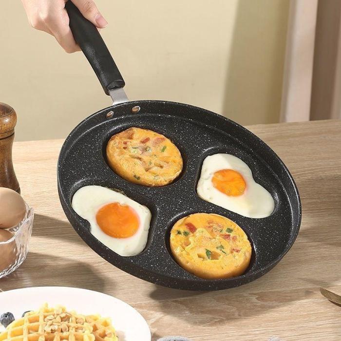 🍳4-Cup Nonstick Egg & Pancake Pan – Stone-Coated Skillet for Gas, Electric & Induction Stovetops